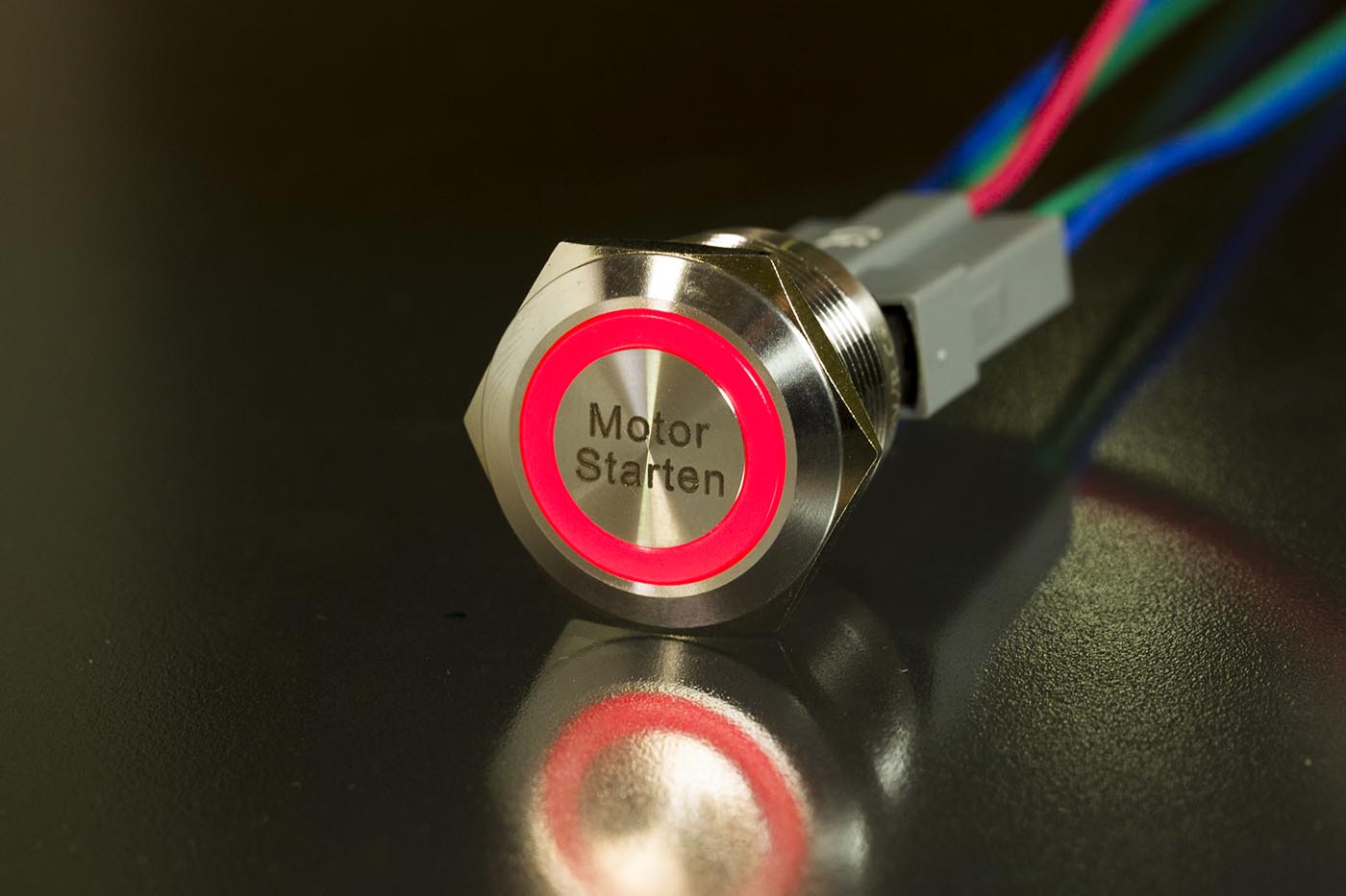 LED Startknopf 22 mm Ring LED Lasergravur "Motor Starten"