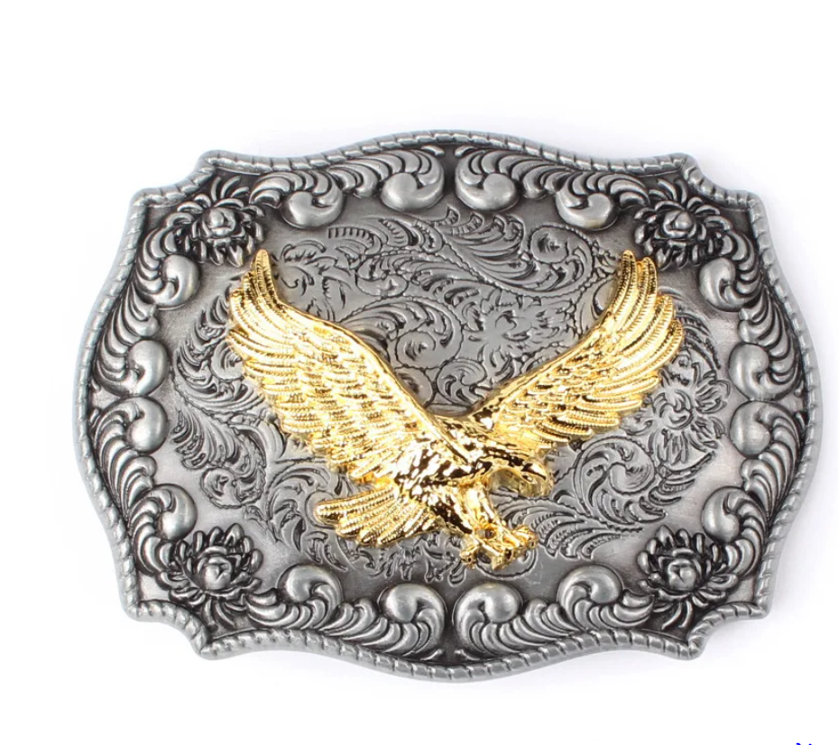Gürtelschnalle Adler silber/gold für Gürtel bis 4 cm Breite