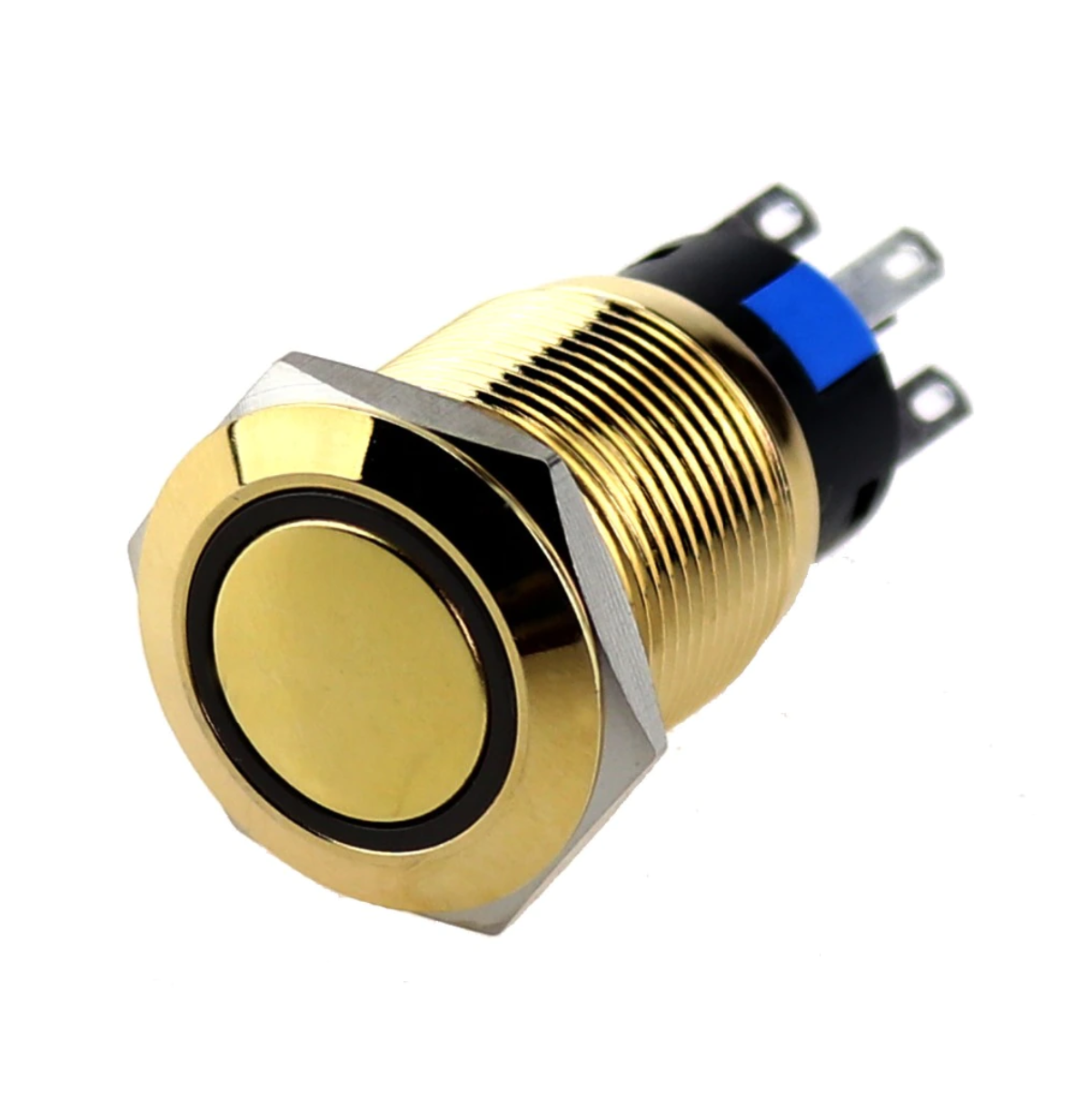 Einbauschalter - / Taster 16 mm vergoldet Ring LED