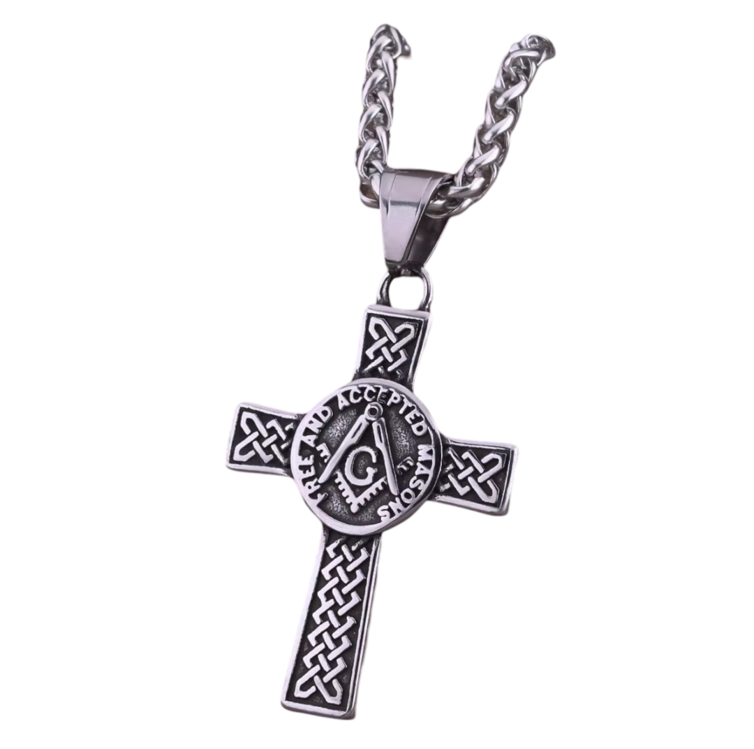 Halskette Freimaurer Kreuz Edelstahl 60 cm 