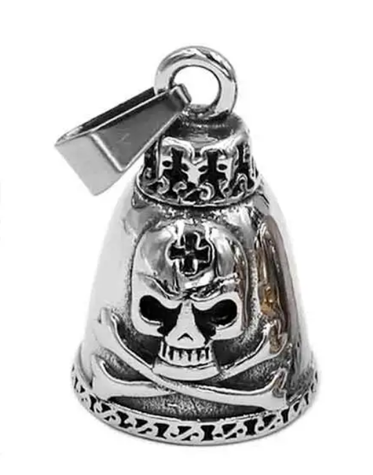  Biker Bell Glocke Metall Anhänger Motorrad Totenkopf Glücksbringer MC 