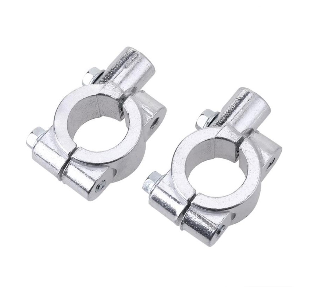 2 x Spiegelschelle 1 Zoll Spiegelhalter M10 10mm Silber 