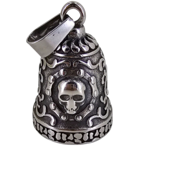  Biker Bell Glocke Metall Anhänger Motorrad Totenkopf Glücksbringer MC 